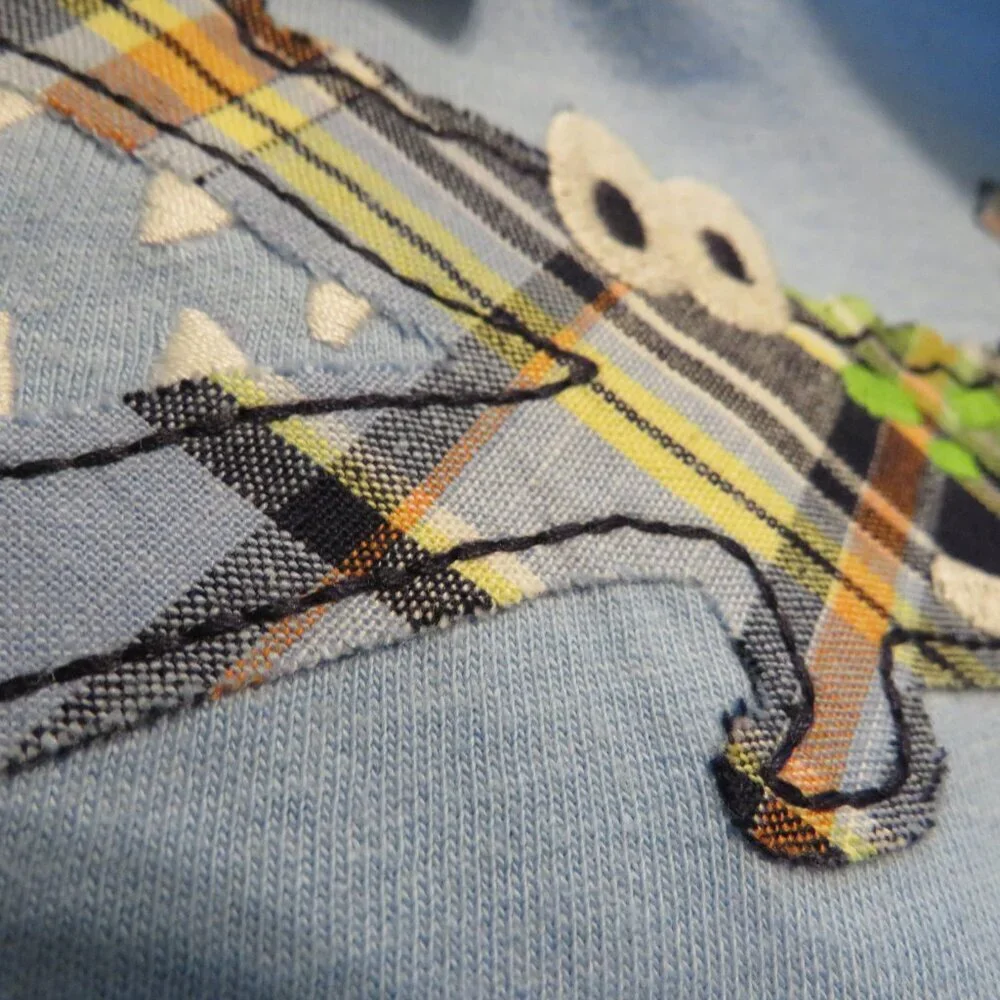 Baby Plaid Alligator Crocodile 2pc shirt & shorts 9mts 100% cotton embroidered